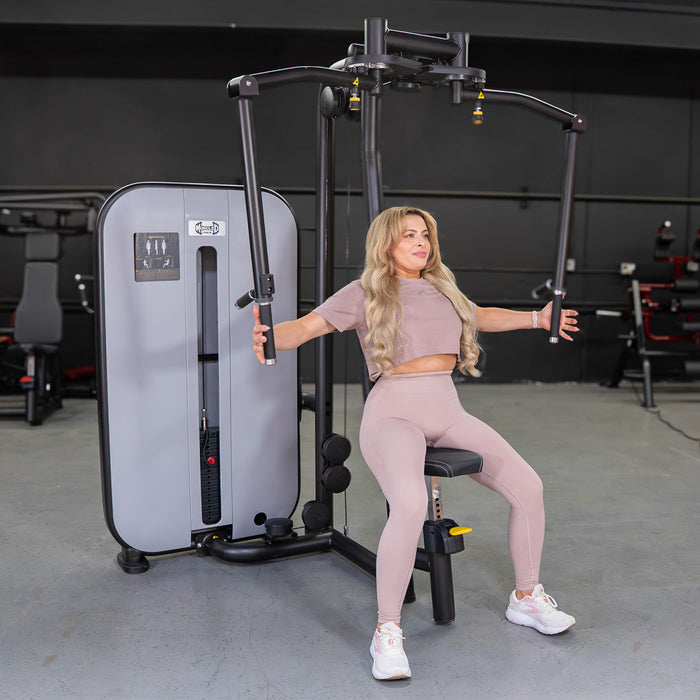 Vogue Pec Deck/Rear Delt - Muscle D Fitness - Adjustable Seat - Pin Selectorized - Chest Back Workout Combo - Sweatfully