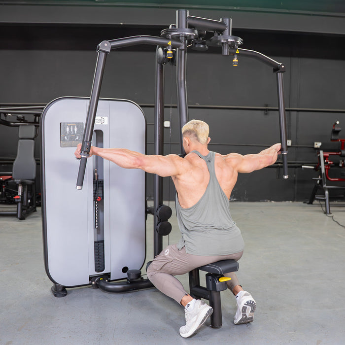 Vogue Pec Deck/Rear Delt - Muscle D Fitness - Adjustable Seat - Pin Selectorized - Chest Back Workout Combo - Sweatfully