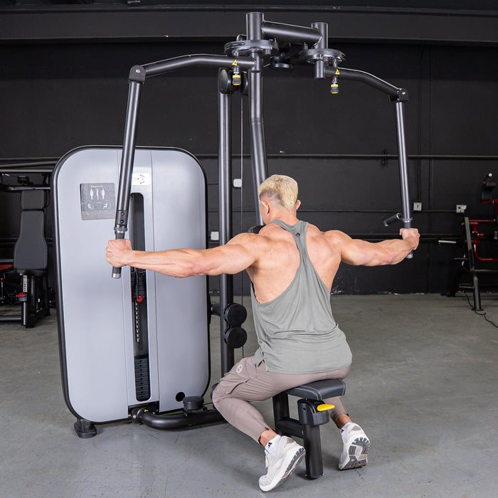 Vogue Pec Deck/Rear Delt - Muscle D Fitness - Adjustable Seat - Pin Selectorized - Chest Back Workout Combo - Sweatfully