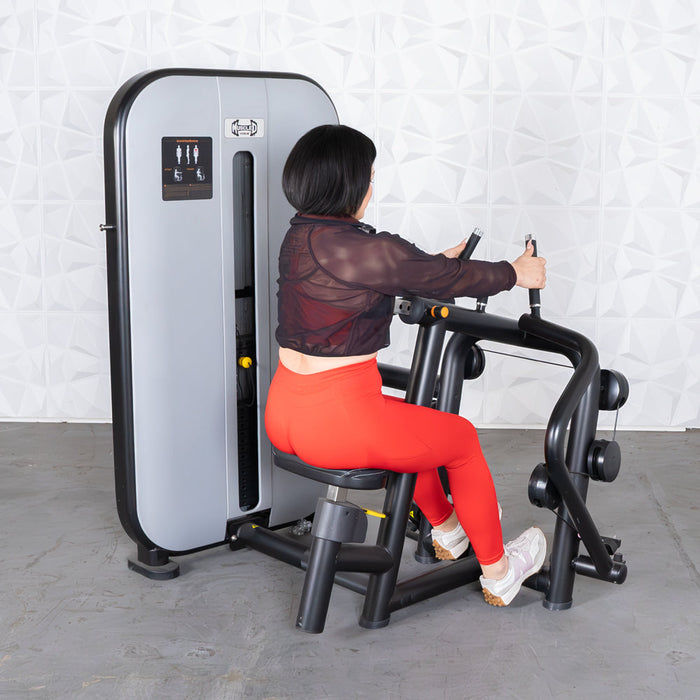 Vogue Seated Row - Muscle D Fitness -  Adjustable Seat - Pin Selectorized - Lat Workout - Sweatfully