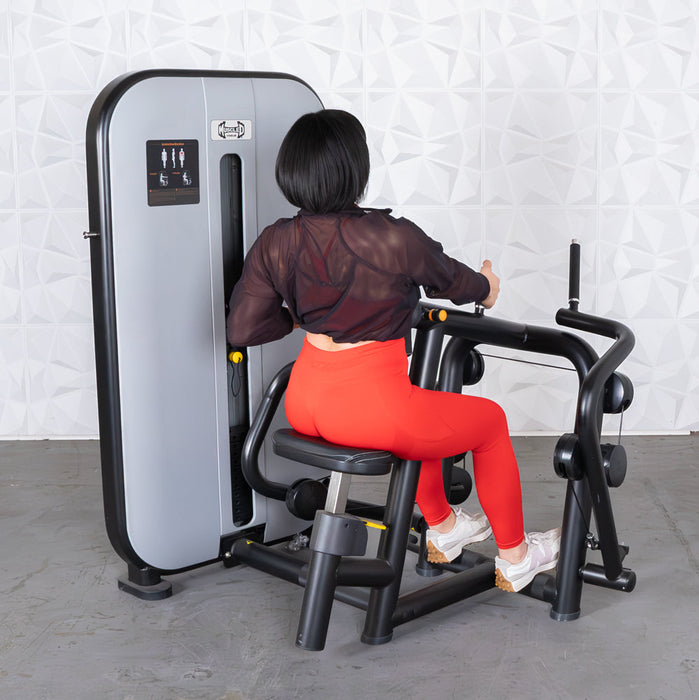 Vogue Seated Row - Muscle D Fitness -  Adjustable Seat - Pin Selectorized - Lat Workout - Sweatfully