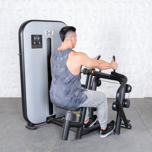 Vogue Seated Row - Muscle D Fitness -  Adjustable Seat - Pin Selectorized - Lat Workout - Sweatfully