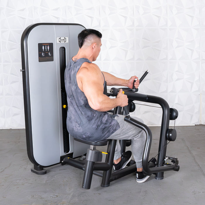 Vogue Seated Row - Muscle D Fitness -  Adjustable Seat - Pin Selectorized - Lat Workout - Sweatfully