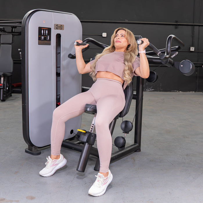 Vogue Shoulder Press - Muscle D Fitness - Adjustable Seat - Pin Selectorized - Delt Workout - Sweatfully
