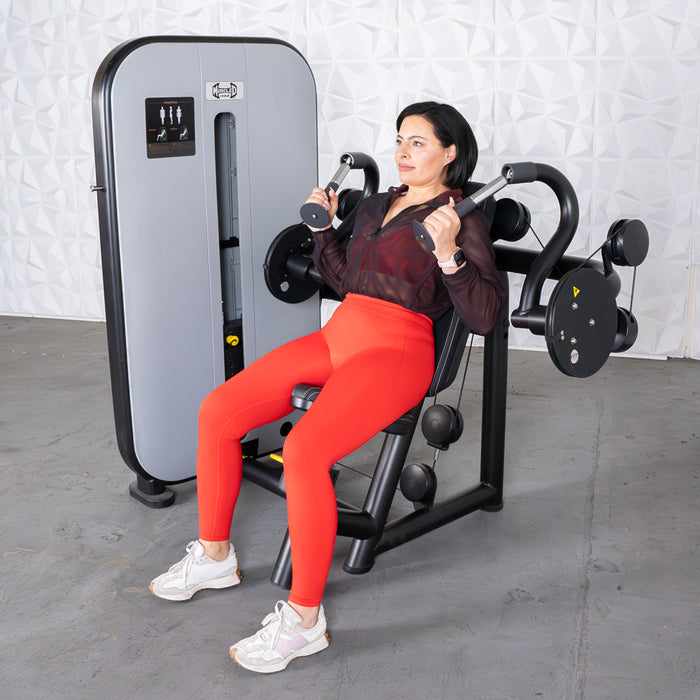 Vogue Triceps Extension - Muscle D Fitness -  Pin Selectorized - Adjustable Seat - Arm Workout - Sweatfully