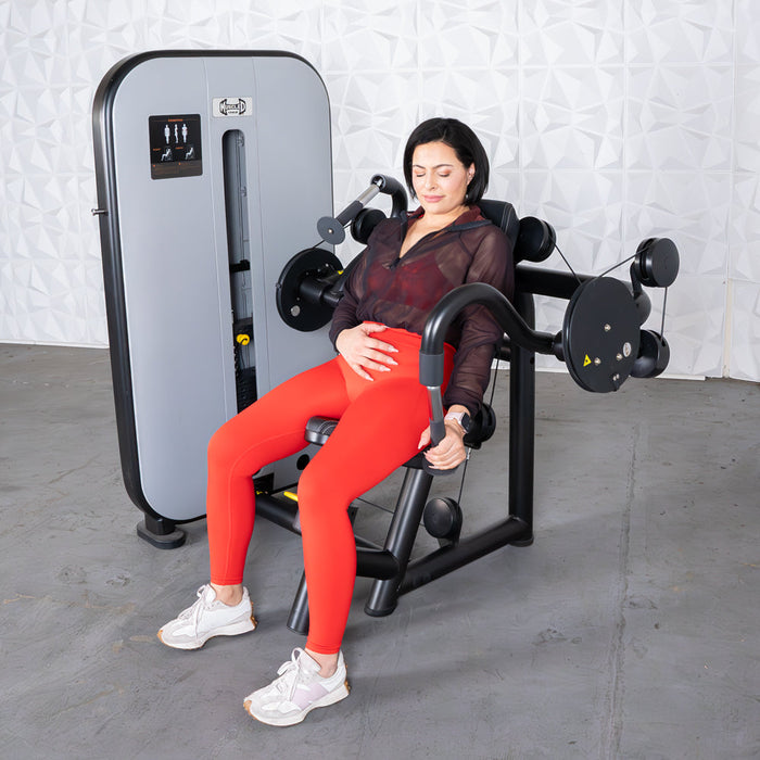Vogue Triceps Extension - Muscle D Fitness -  Pin Selectorized - Adjustable Seat - Arm Workout - Sweatfully