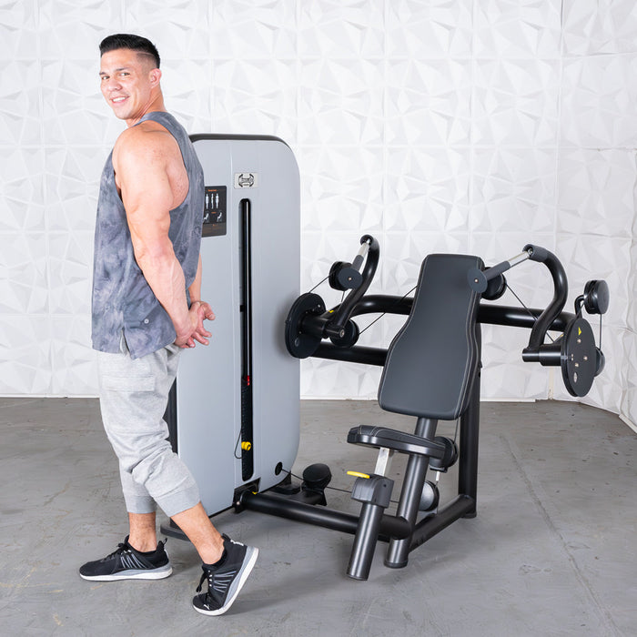 Vogue Triceps Extension - Muscle D Fitness -  Pin Selectorized - Adjustable Seat - Arm Workout - Sweatfully