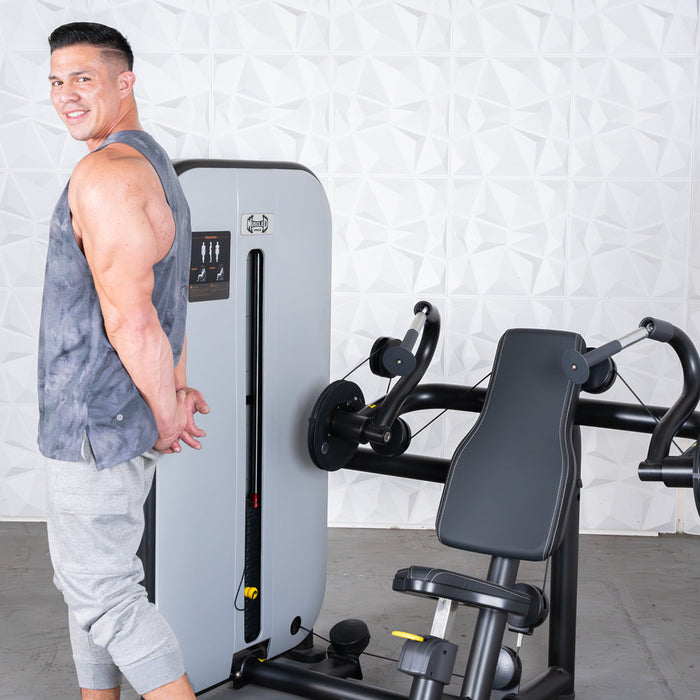 Vogue Triceps Extension - Muscle D Fitness -  Pin Selectorized - Adjustable Seat - Arm Workout - Sweatfully