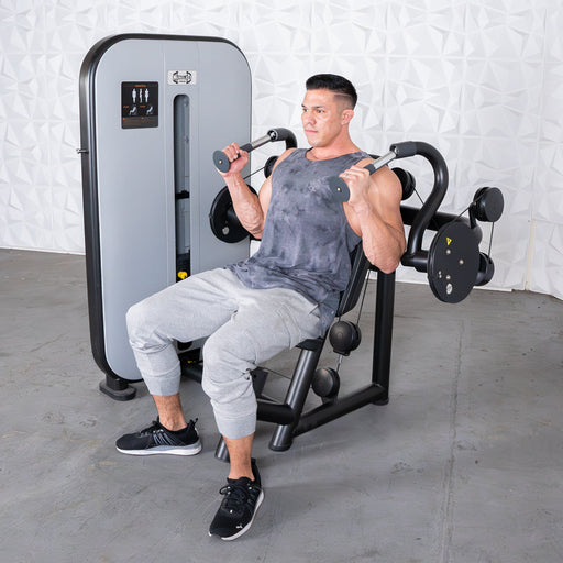 Vogue Triceps Extension - Muscle D Fitness -  Pin Selectorized - Adjustable Seat - Arm Workout - Sweatfully