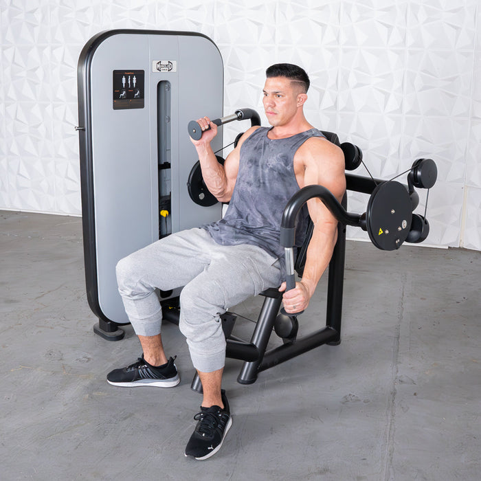 Vogue Triceps Extension - Muscle D Fitness -  Pin Selectorized - Adjustable Seat - Arm Workout - Sweatfully