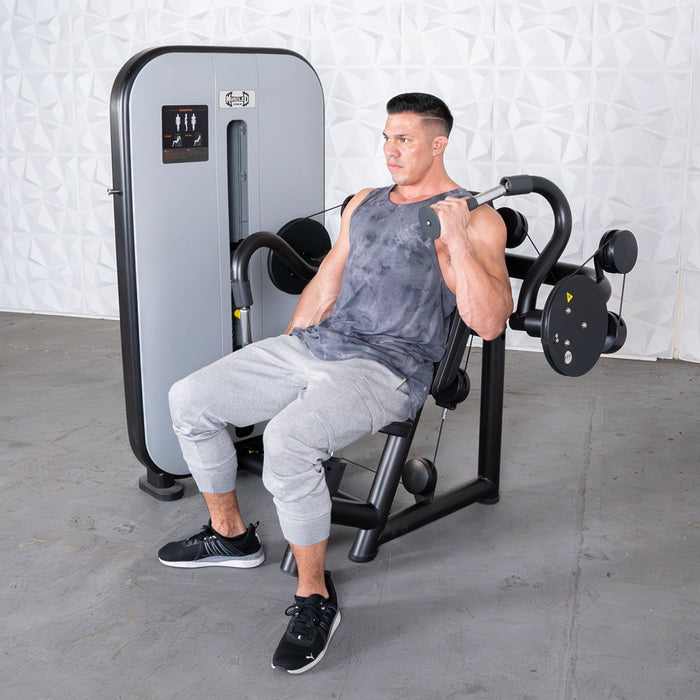 Vogue Triceps Extension - Muscle D Fitness -  Pin Selectorized - Adjustable Seat - Arm Workout - Sweatfully