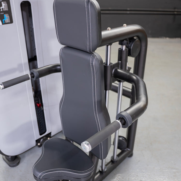 Vogue Triceps Press-Down - Muscle D Fitness - Adjustable Seat - Pin Selectorized - Arm Workout - Sweatfully