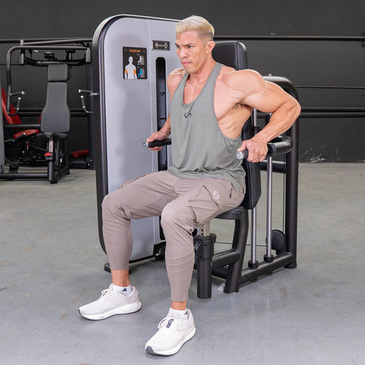 Vogue Triceps Press-Down - Muscle D Fitness - Adjustable Seat - Pin Selectorized - Arm Workout - Sweatfully