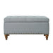36" Ottoman Storage Bench with Recessed Support Hinge Top for Easy Opening,  Rivet Trim Around, Linen - Sweatfully