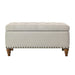 36" Ottoman Storage Bench with Recessed Support Hinge Top for Easy Opening,  Rivet Trim Around, Linen - Sweatfully