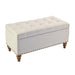 36" Ottoman Storage Bench with Recessed Support Hinge Top for Easy Opening,  Rivet Trim Around, Linen - Sweatfully