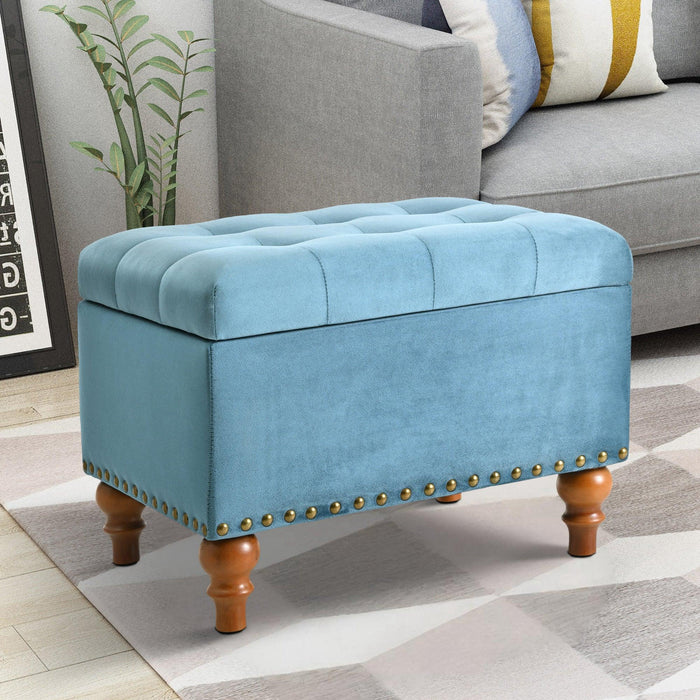 23" Square Velvet Upholstered Storage Ottoman - Sweatfully