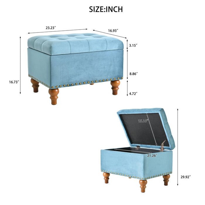 23" Square Velvet Upholstered Storage Ottoman - Sweatfully