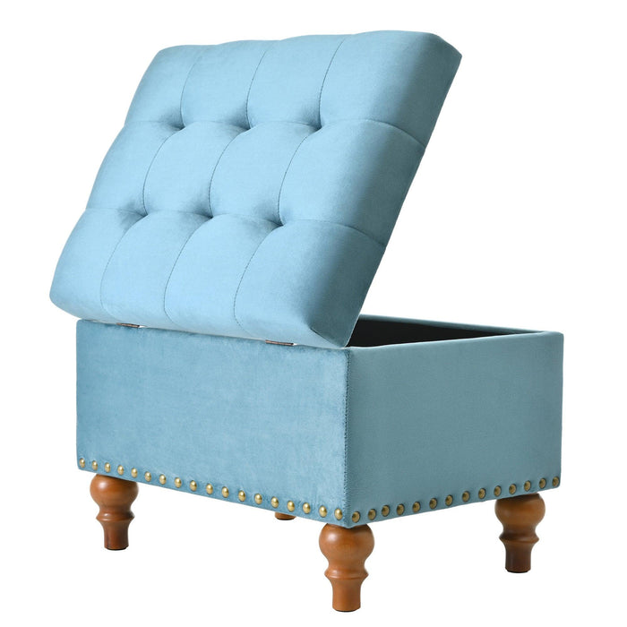23" Square Velvet Upholstered Storage Ottoman - Sweatfully
