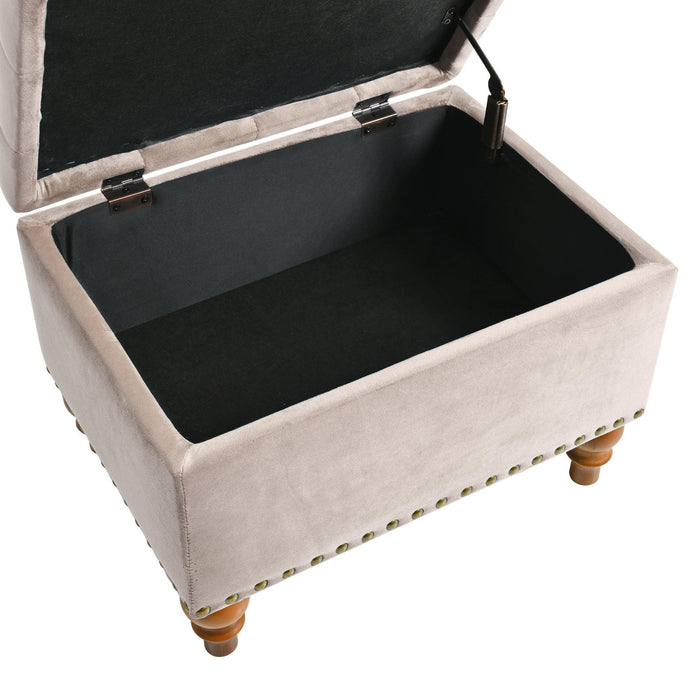 23" Square Velvet Upholstered Storage Ottoman - Sweatfully