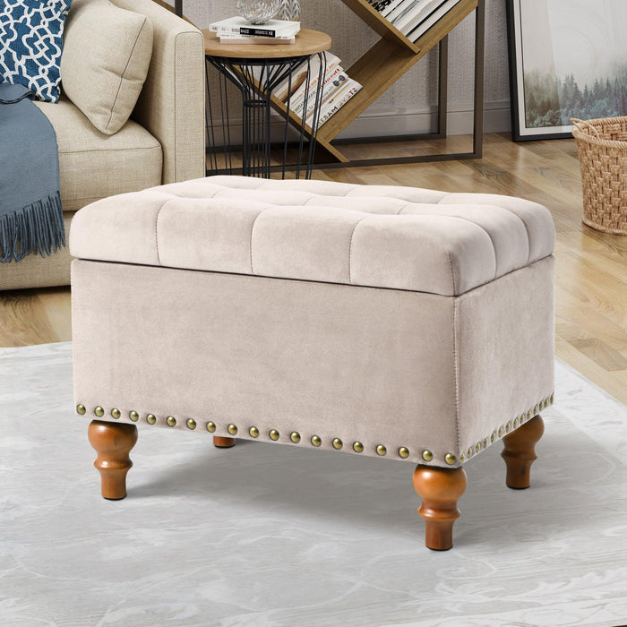23" Square Velvet Upholstered Storage Ottoman - Sweatfully