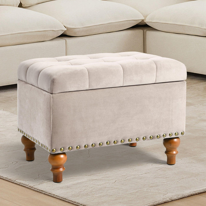 23" Square Velvet Upholstered Storage Ottoman - Sweatfully