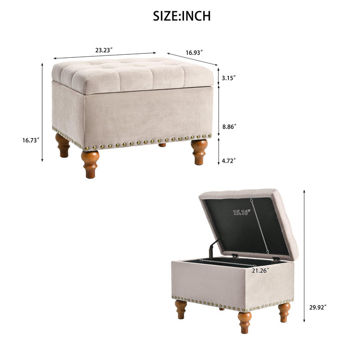 23" Square Velvet Upholstered Storage Ottoman - Sweatfully
