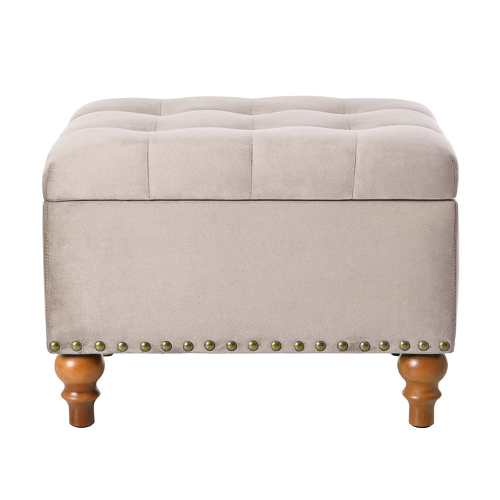 23" Square Velvet Upholstered Storage Ottoman - Sweatfully