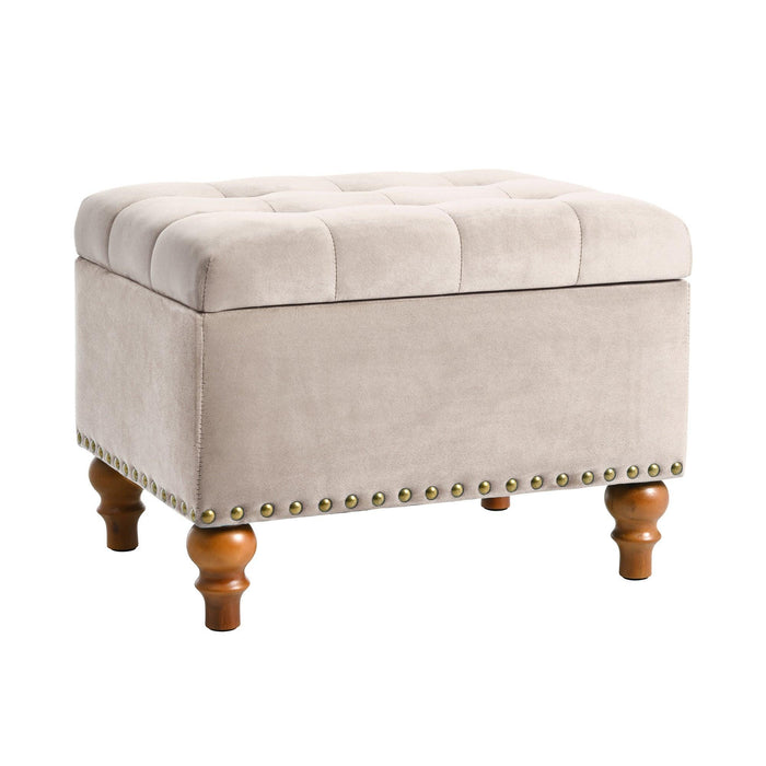 23" Square Velvet Upholstered Storage Ottoman - Sweatfully