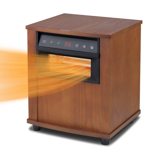 Brown Digital LED Display Electric Infrared Wooden Large Room Space Heater with Timer - Sweatfully