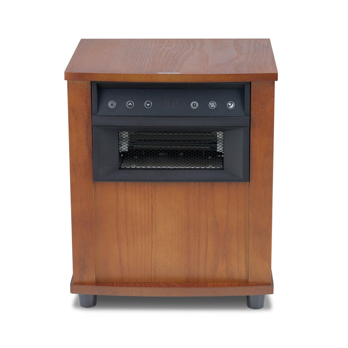 Brown Digital LED Display Electric Infrared Wooden Large Room Space Heater with Timer - Sweatfully