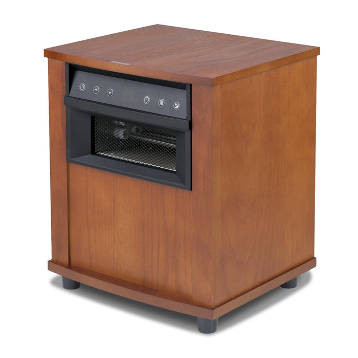 Brown Digital LED Display Electric Infrared Wooden Large Room Space Heater with Timer - Sweatfully
