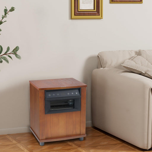 Brown Digital LED Display Electric Infrared Wooden Large Room Space Heater with Timer - Sweatfully
