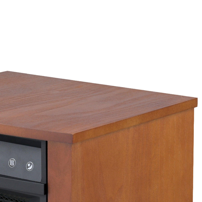 Brown Digital LED Display Electric Infrared Wooden Large Room Space Heater with Timer - Sweatfully