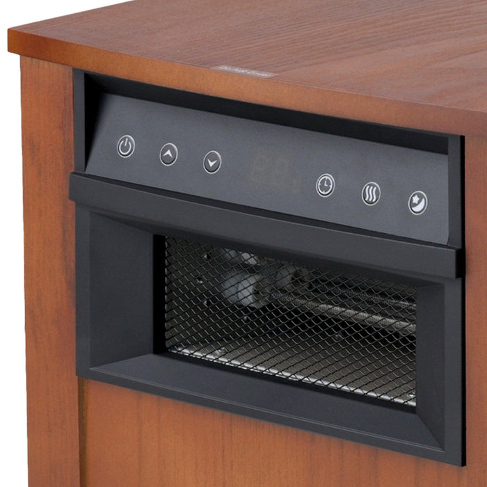 Brown Digital LED Display Electric Infrared Wooden Large Room Space Heater with Timer - Sweatfully