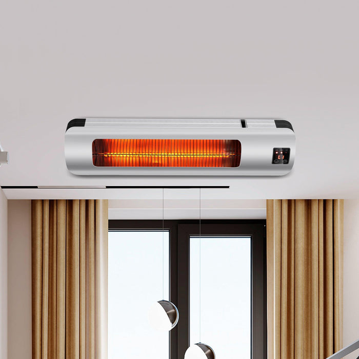 Electric Patio Heater LED Display 12H Timer Wall-mounted or Free-stand Using for Patio or Home Use - Sweatfully