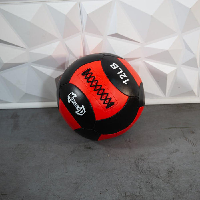 Medicine Ball / Wall Ball - Muscle D Fitness - Heavy Duty Stitching - Multi-Panel Design - 14" Diameter - Sweatfully