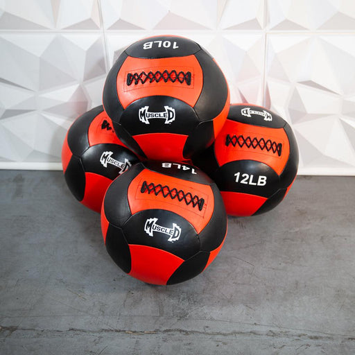 Medicine Ball / Wall Ball - Muscle D Fitness - Heavy Duty Stitching - Multi-Panel Design - 14" Diameter - Sweatfully