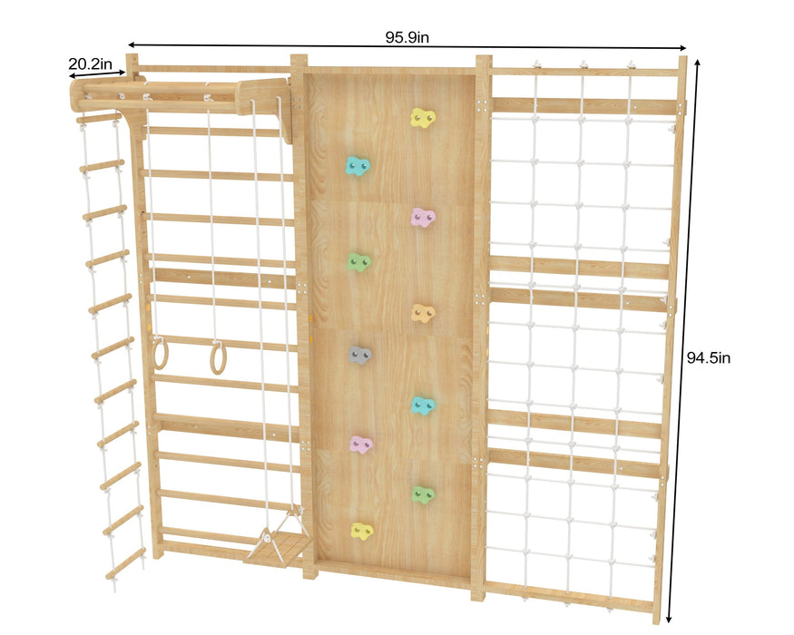 Walnut Modular 9-in-1 Swedish Ladder Wall Gym – Indoor Climber for Kids & Toddlers - Sweatfully