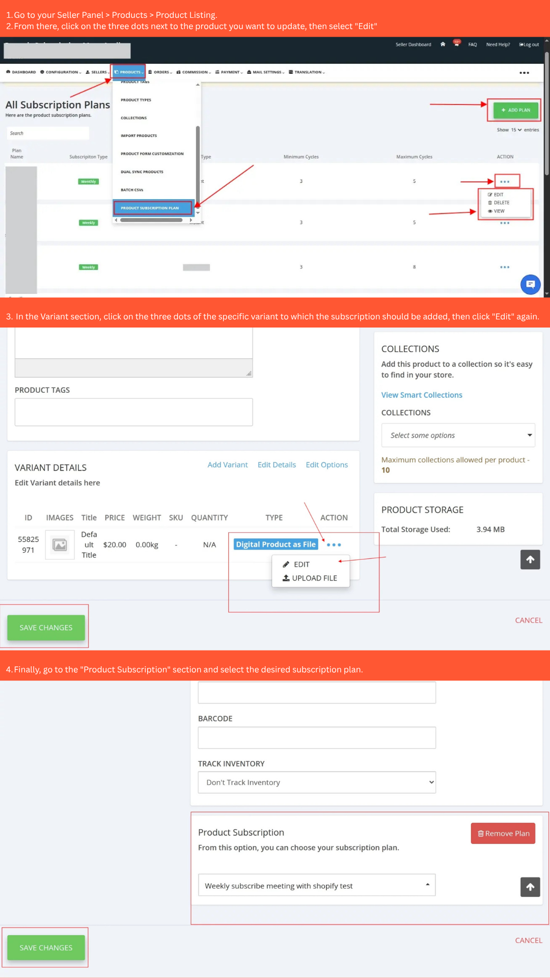 Directions to allow a Product to be a Subscription: