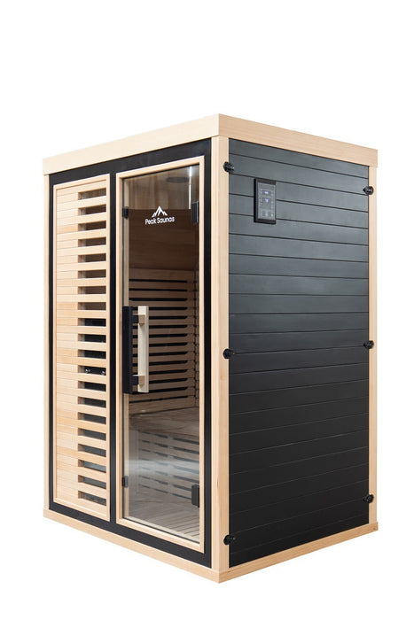 Peak Saunas Everest 2-Person Indoor Full Spectrum Infrared Sauna with XL Medical-Grade Red Light Therapy & Smart WiFi App Control - Sweatfully