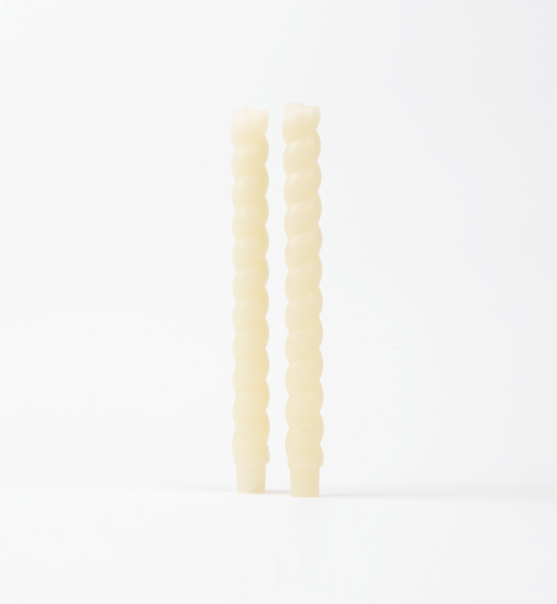 Unscented Twisted Taper Candles in Box, Set of 2 Cream - Sweatfully