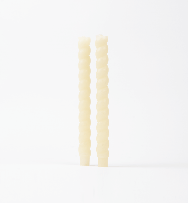Unscented Twisted Taper Candles in Box, Set of 2 Cream - Sweatfully