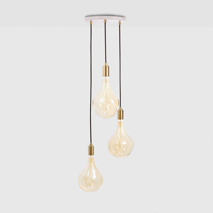 Triple Pendant in Brass + Voronoi II - Sweatfully