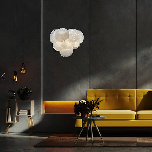 White Vintage Murano Disc Glass Wall Sconce - Sweatfully