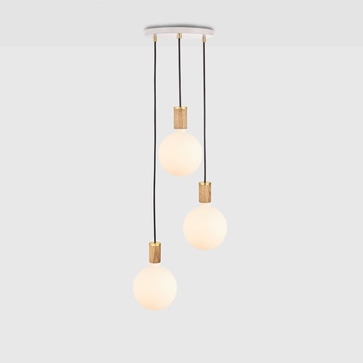 Triple Pendant in Oak + Sphere IV - White Canopy - Sweatfully