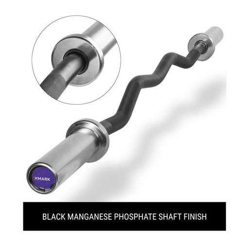 XMARK Black EZ Curl Bar, Fits Olympic Plates XM-3670.1-BLACK - Sweatfully