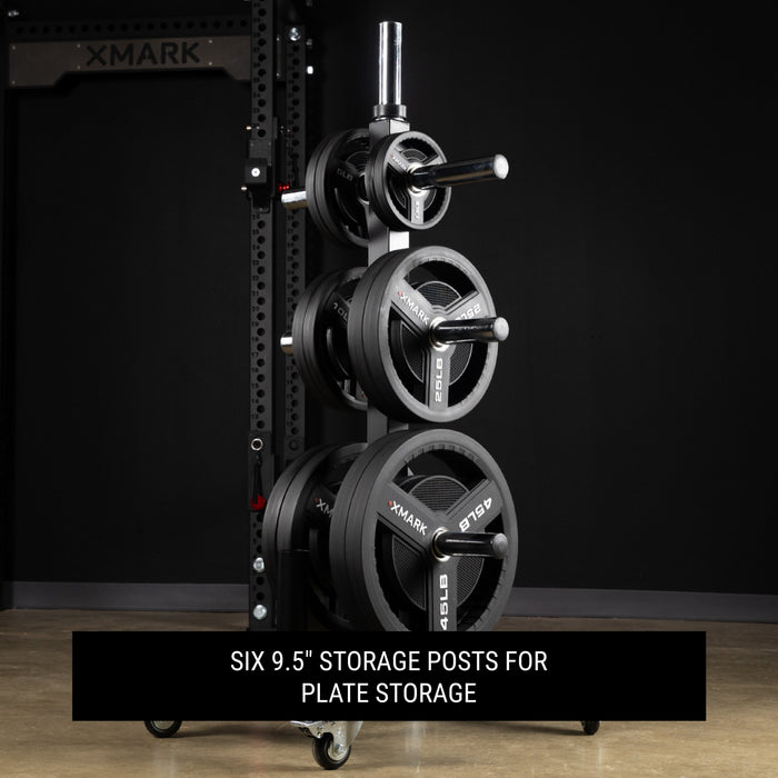 XMARK Commercial Olympic Weight Plate Tree on Castors with Dual Bar Holders XM-9055 - Sweatfully