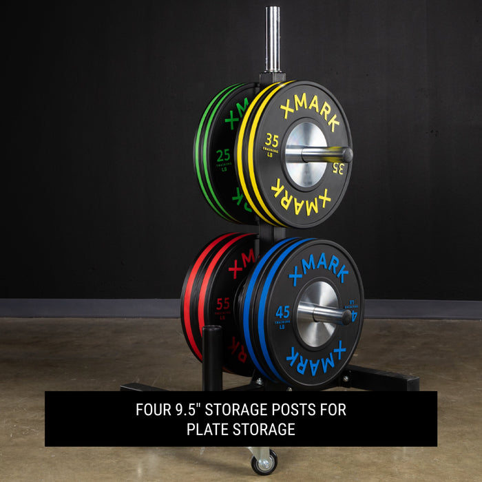 XMARK Commercial Bumper Plate Tree on Castors with Dual Bar Holders XM-9057 - Sweatfully