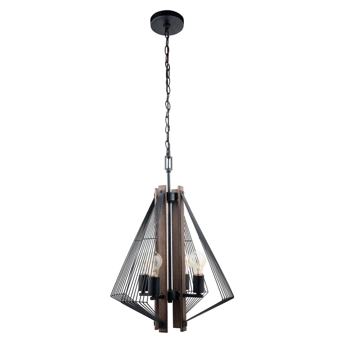 Zenith 4-Light Black & Wood Dimmable Island Pendant Light - Sweatfully